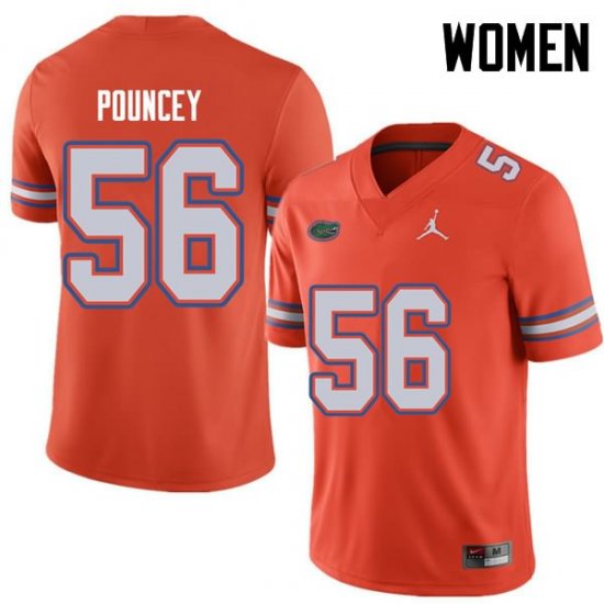 Women's Florida Gators #56 Maurkice Pouncey NCAA Jordan Brand Orange Authentic Stitched College Football Jersey ZPK8262CM